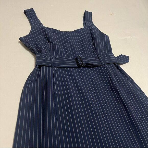 Banana Republic Factory 6P Navy Pinstripe Sleeveless Midi Dress - Picture 3 of 7